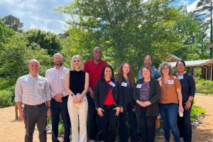 10 community-campus partners gathered at the botanical gardens during the 2023 UNC Rural Annual Retreat