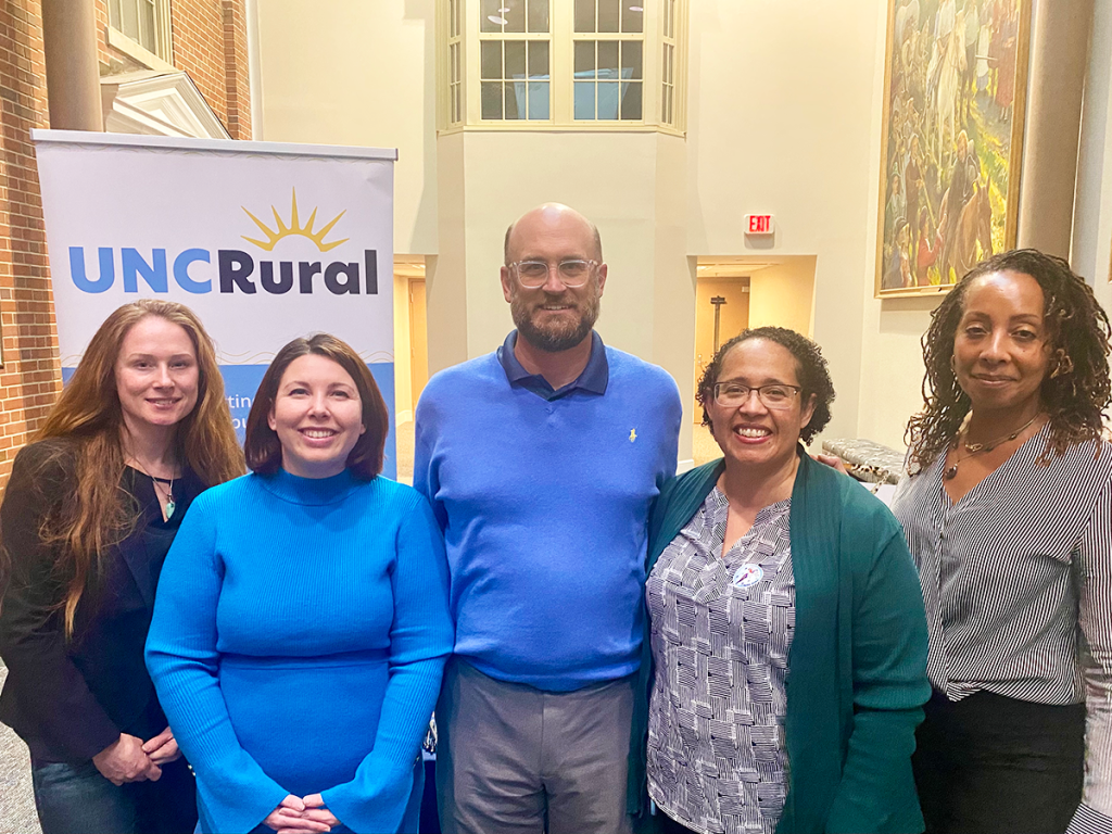 UNC Rural team members at Carolina Engagement Week Reception for 2024 RREAF announcement for community-campus partnerships.